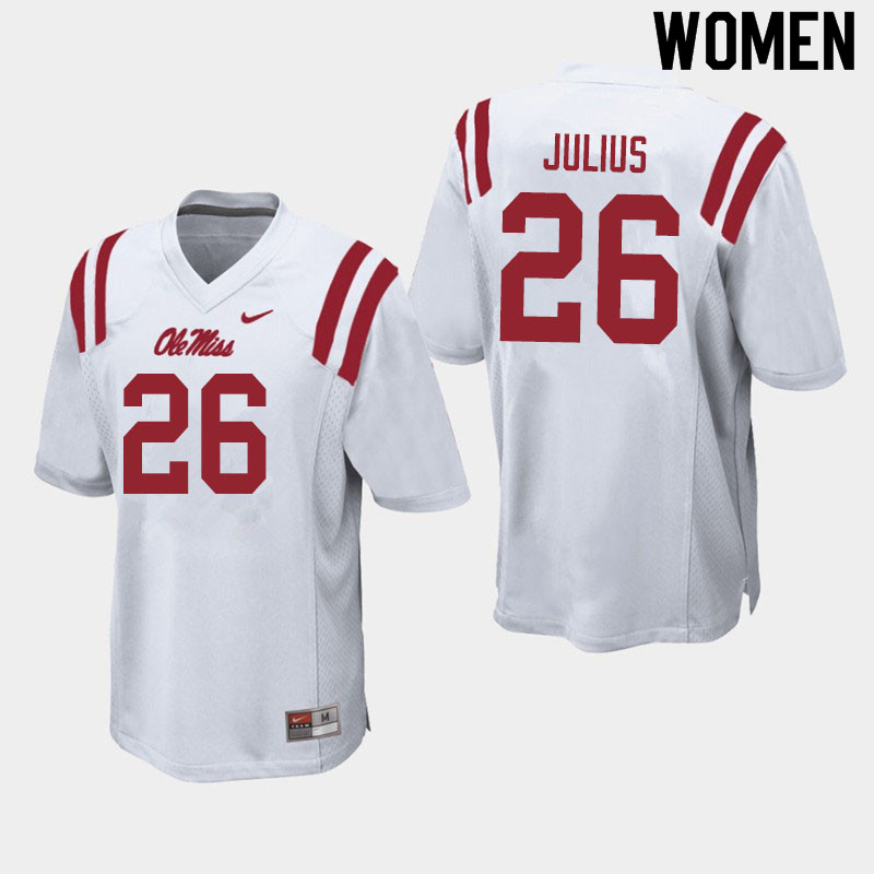 Jalen Julius Ole Miss Rebels NCAA Women's White #26 Stitched Limited College Football Jersey MEQ6258IK